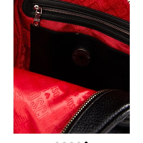NEW Love Moschino Backpack Black Faux Leather Croc-Effect Bag main image 4